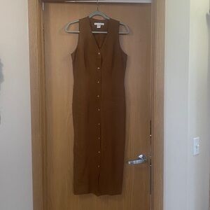 Vintage The Limited 70’s linen/rayon midi brown sleeves dress